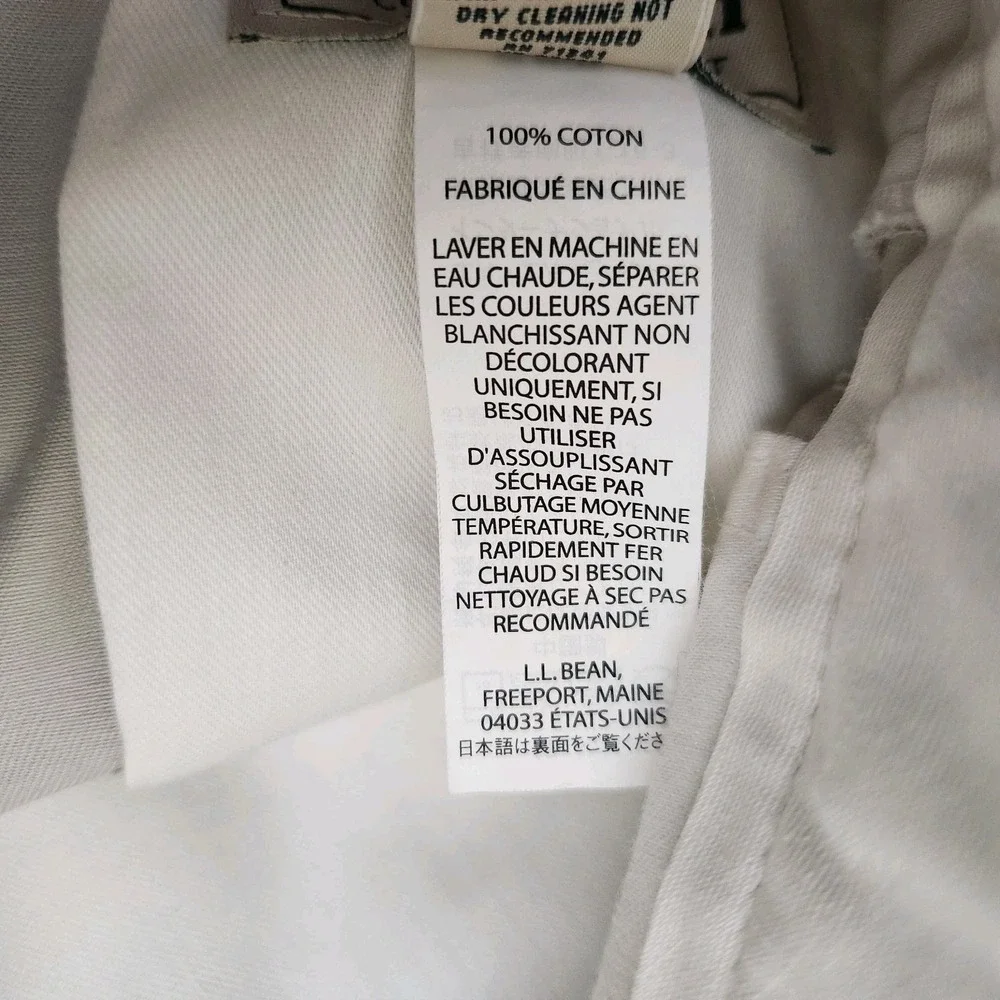 L.L. Bean Mens 35x34 Beige Khaki Pleated Straight Leg‎ Pants Wrinkle Free Office